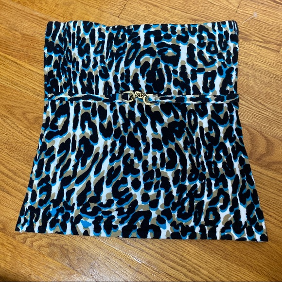 Cache Y2K Animal Print tube top women's size Large sweater material Viscose - Picture 6 of 8